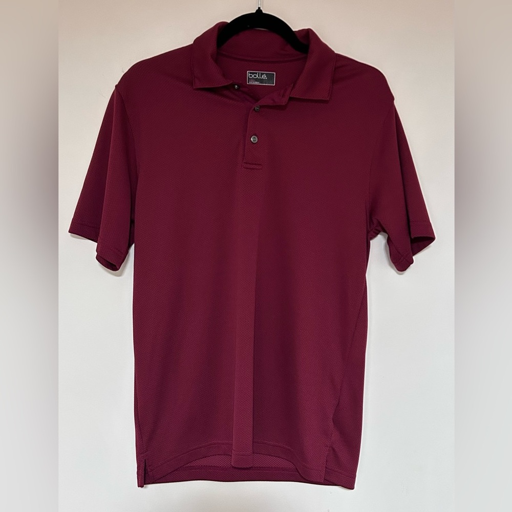 Men’s Bolle Burgundy Red Short Sleeve Polo Shirt Size Small